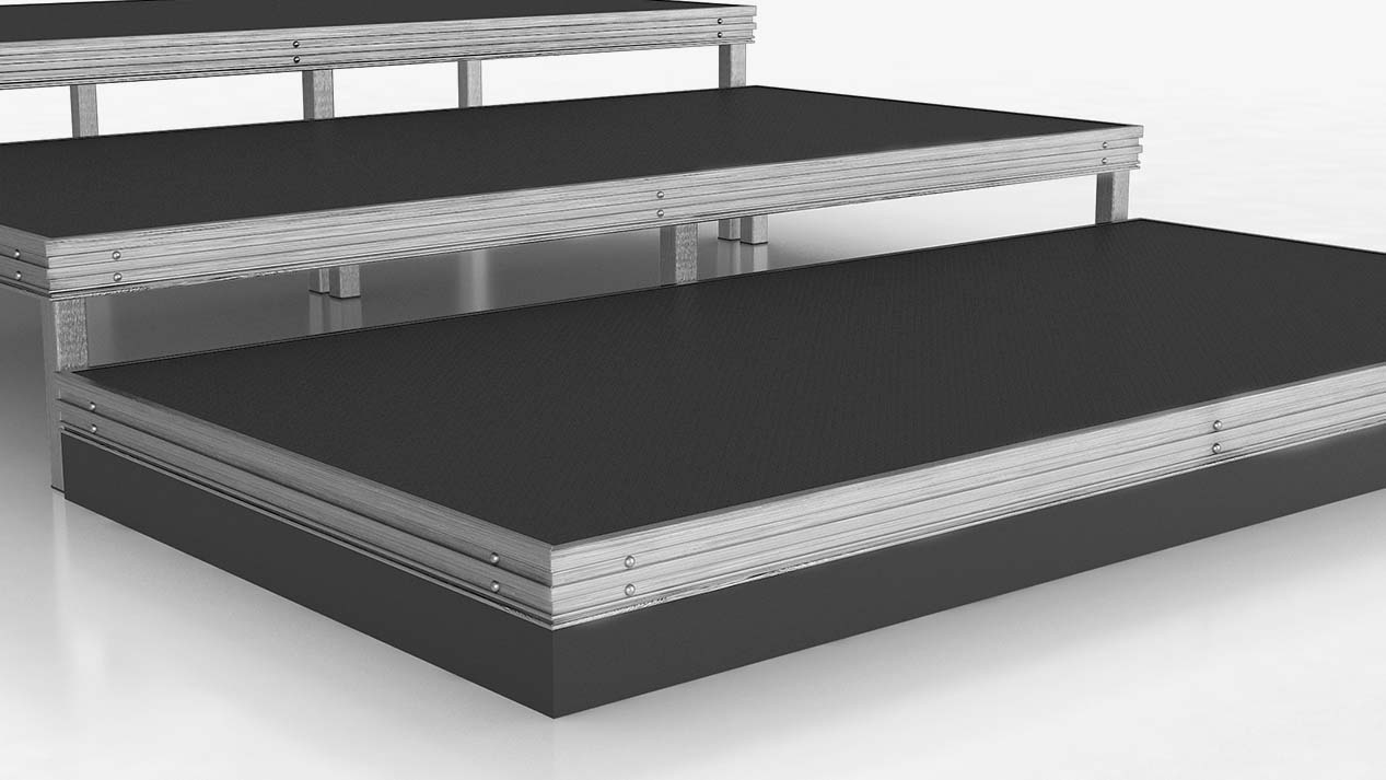 Closure panel accessory for risers and stages