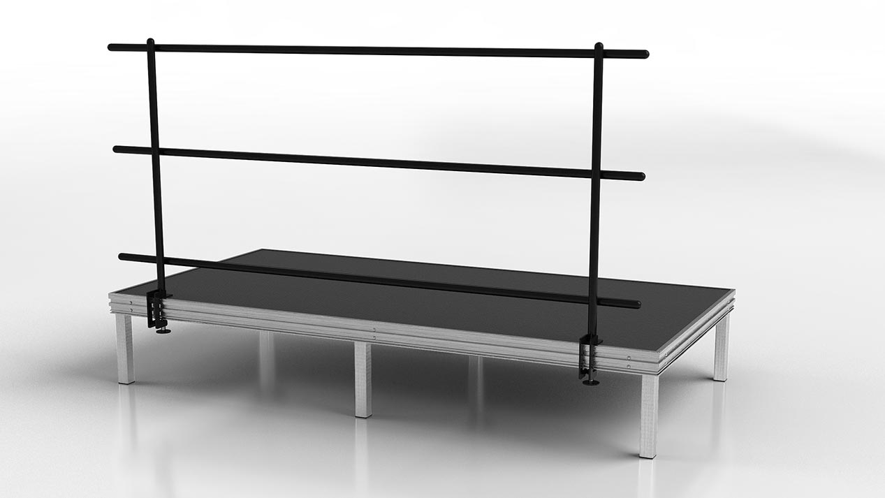 Safety railing for stages and risers