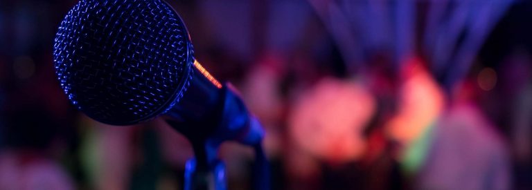 Microphone in a restaurant on a stage