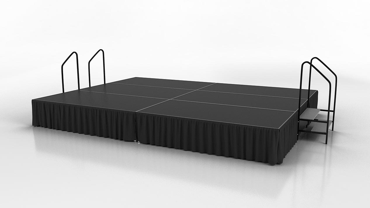 Executive stage setup with stairs and skirting
